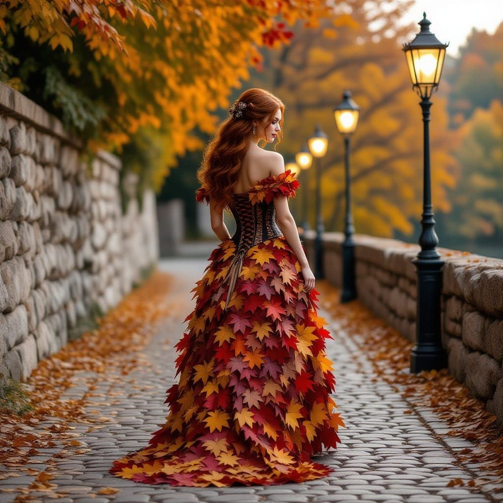 🍂🍁👗Dress Made of Autumn Leaves👗🍁🍂