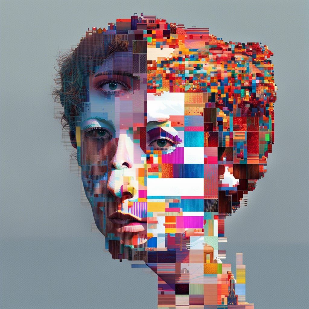 Glitch Art Portrait with Digital Illustration Effects