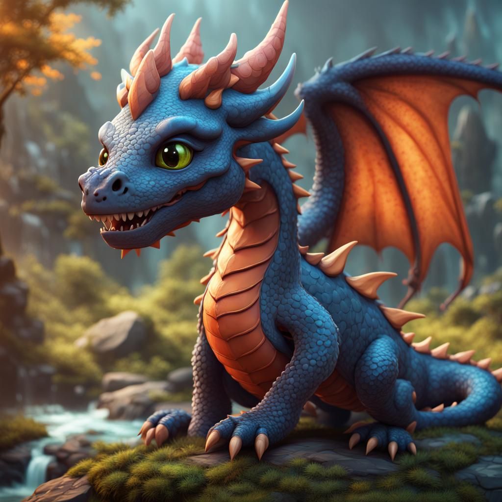 Cute Dragon in Detailed Matte Painting