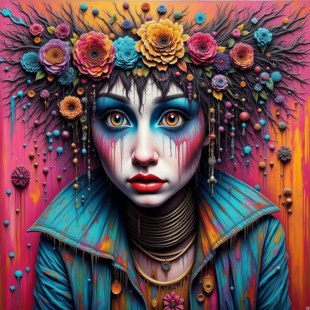 Colorful Polychromatic Graffiti Art with Splash Effects