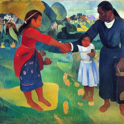 Loving Embrace in Impressionistic Style