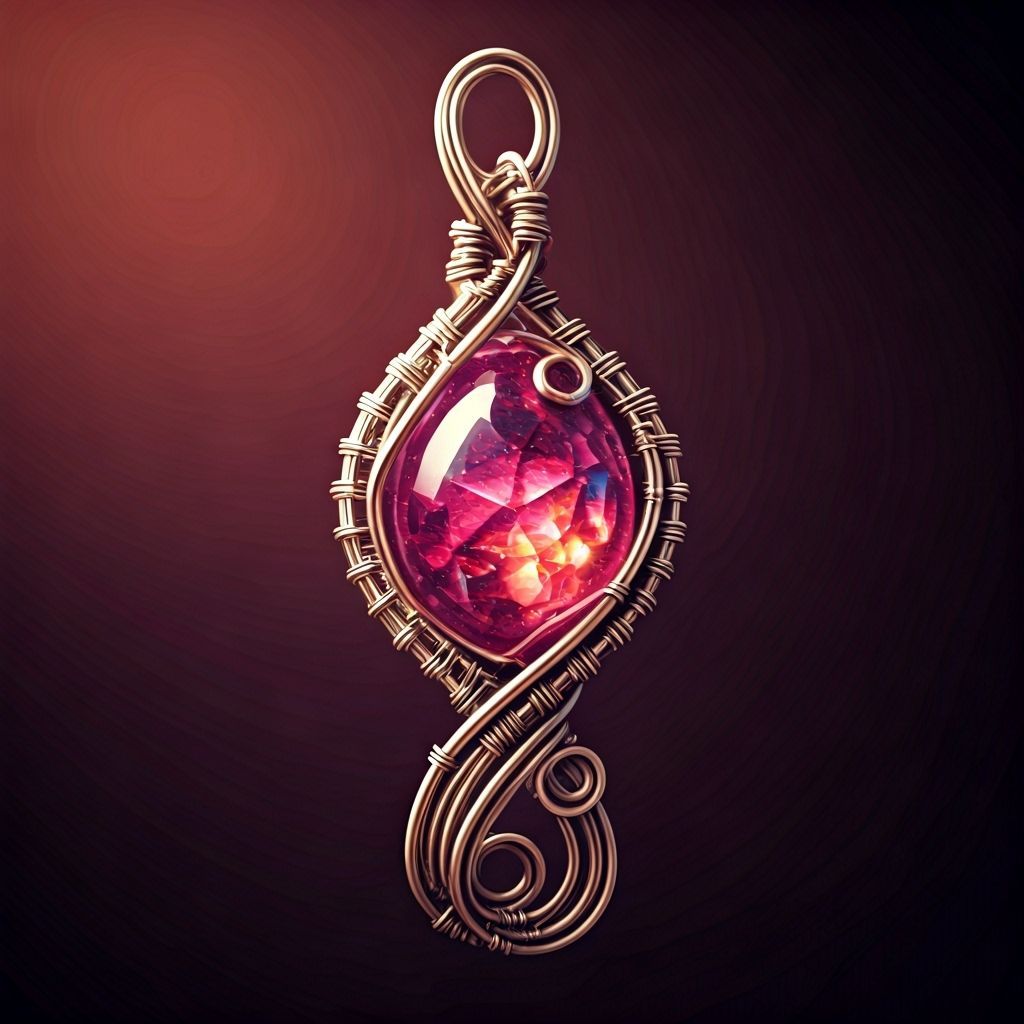 Iridescent Ruby Twisted Wire Jewelry, Digital Art