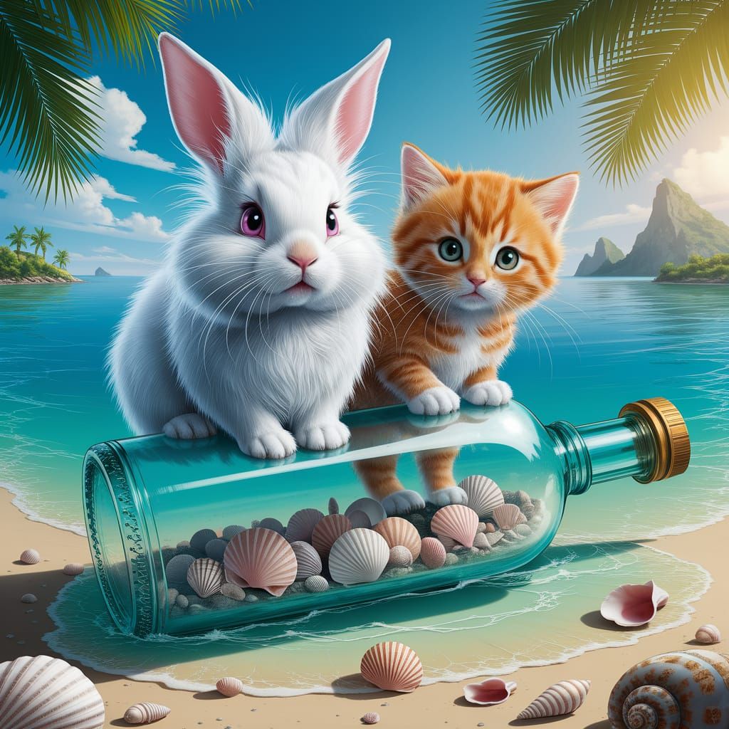 Rabbit and Kitten's Dreamy Coastal Journey