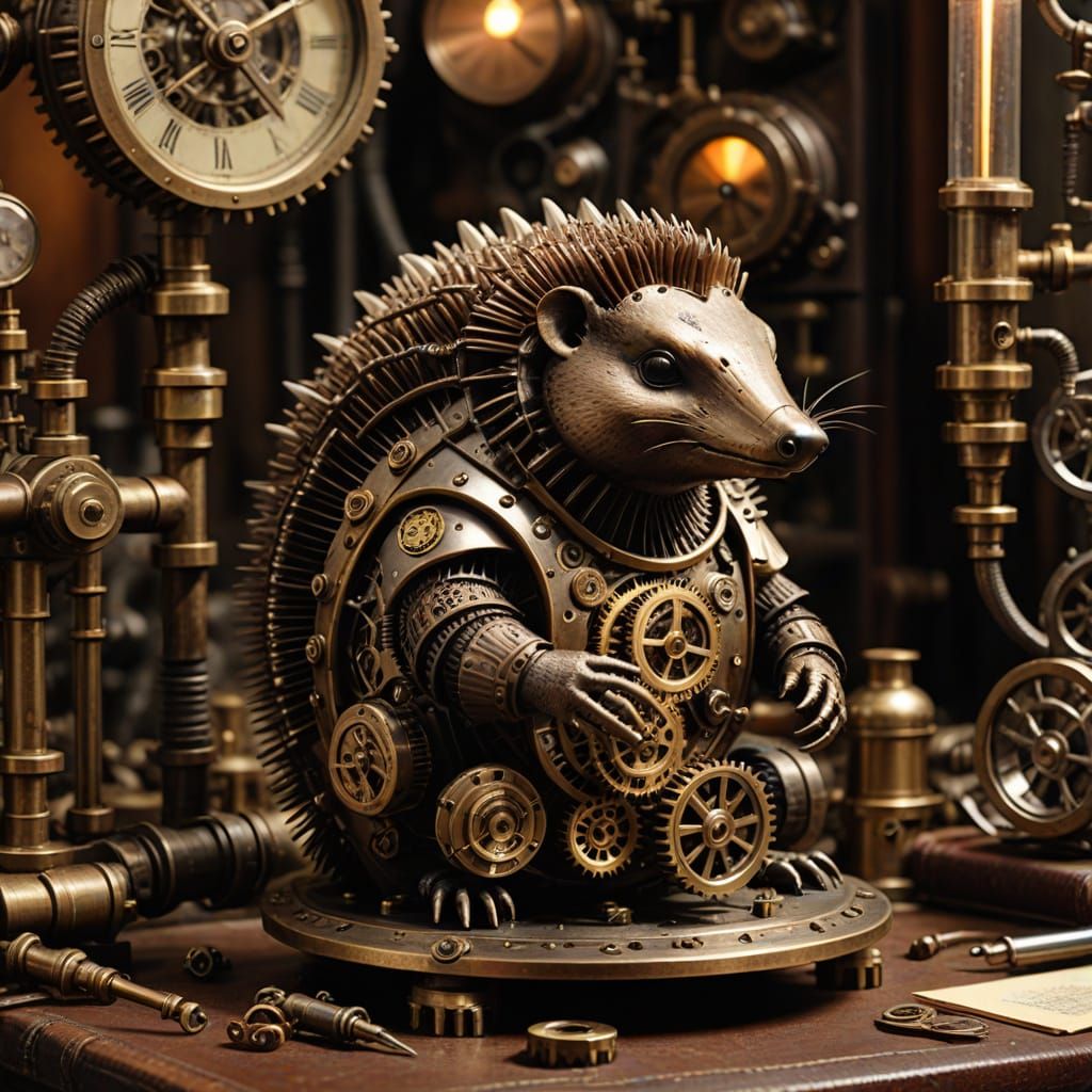 Steampunk Echidna in Victorian Laboratory