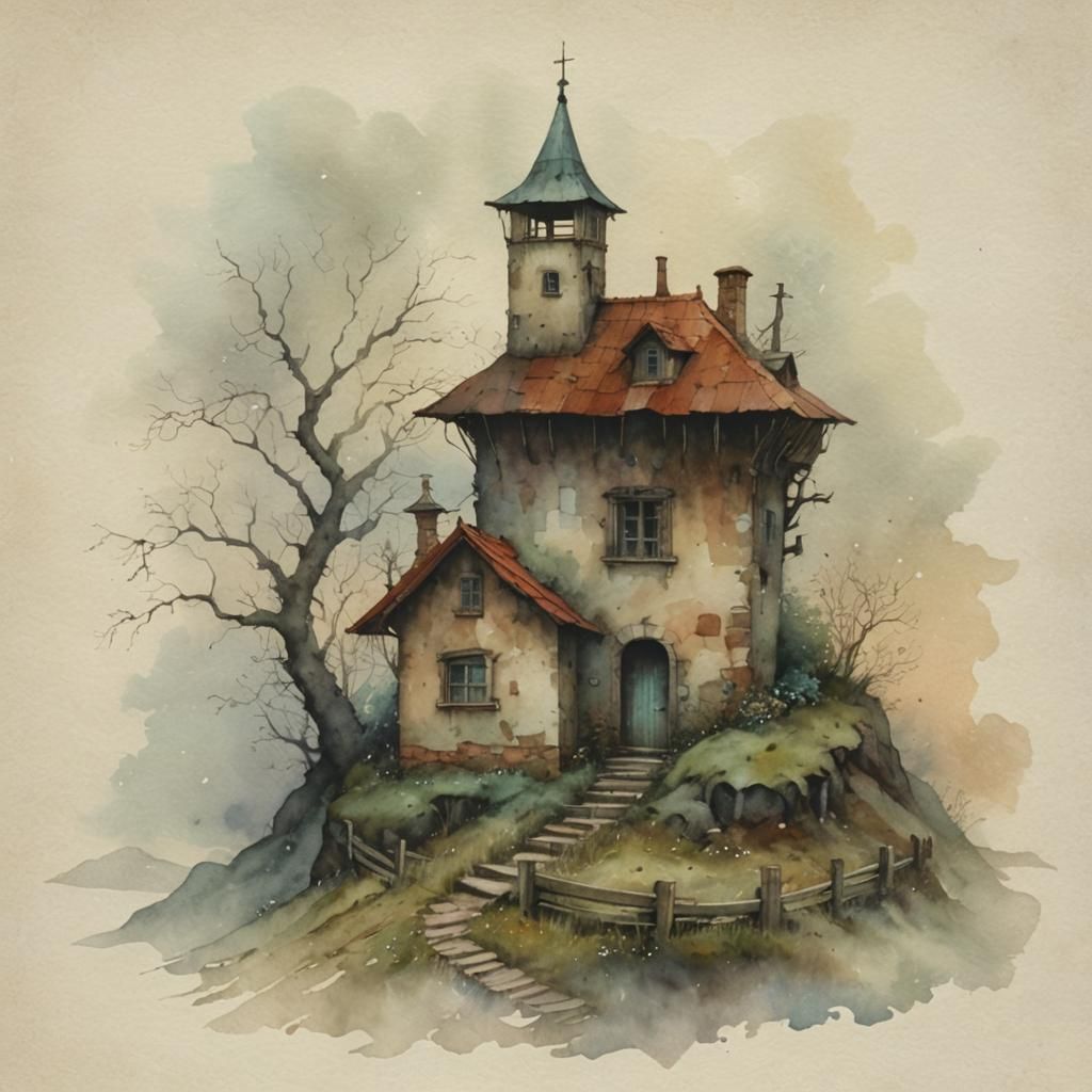 Naive watercolor painting