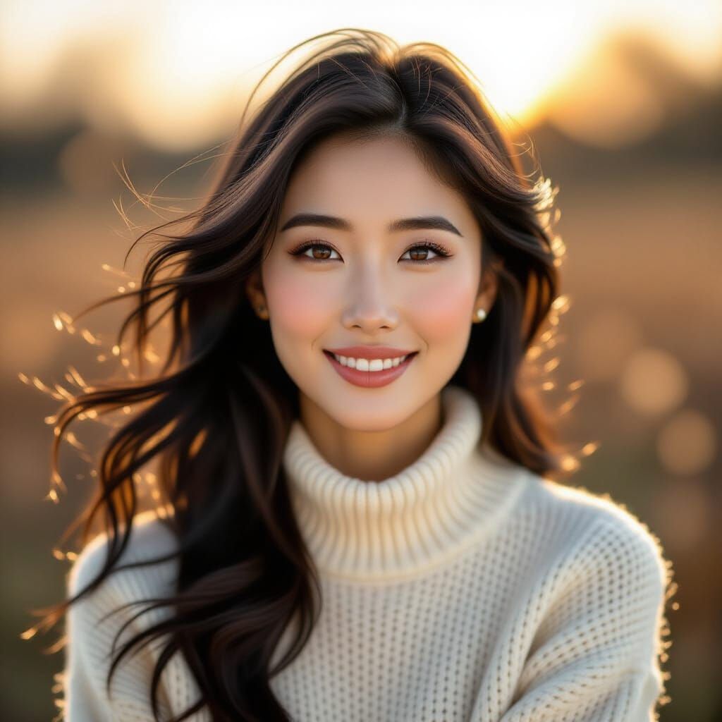 Stunning Chinese Woman Portrait in Golden Hour Light