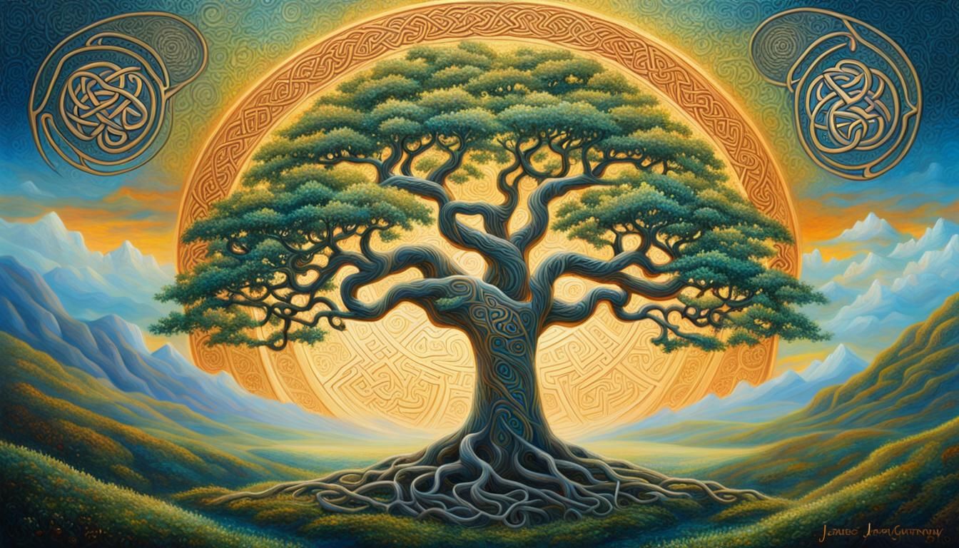 Mystical Celtic Tree of Life Oil Painting