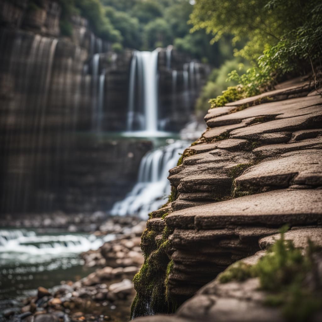 Picturesque Cliffside Waterfalls in Natural Light
