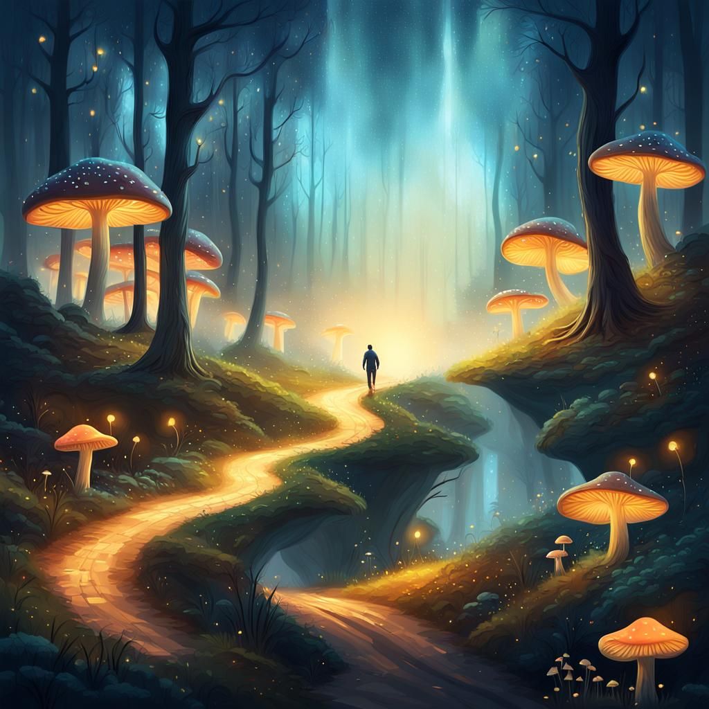 Mystical Forest Landscape in Atmospheric Digital Painting St...