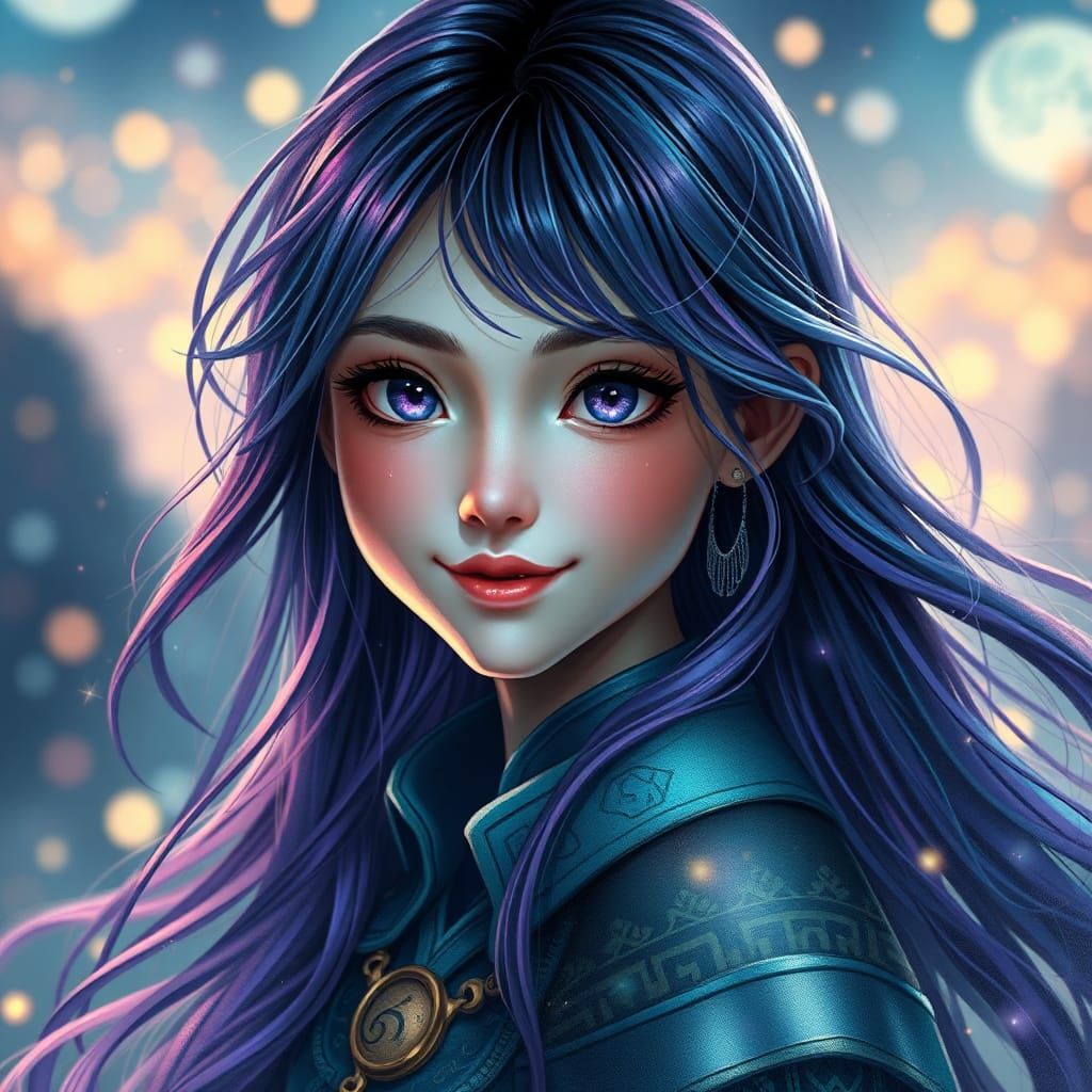 Ethereal Girl Portrait with Luminous Skin and Stardust Hair