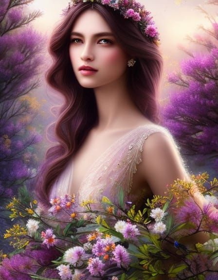 Wildflower Fairy Portrait in Whimsical Fantasy Style