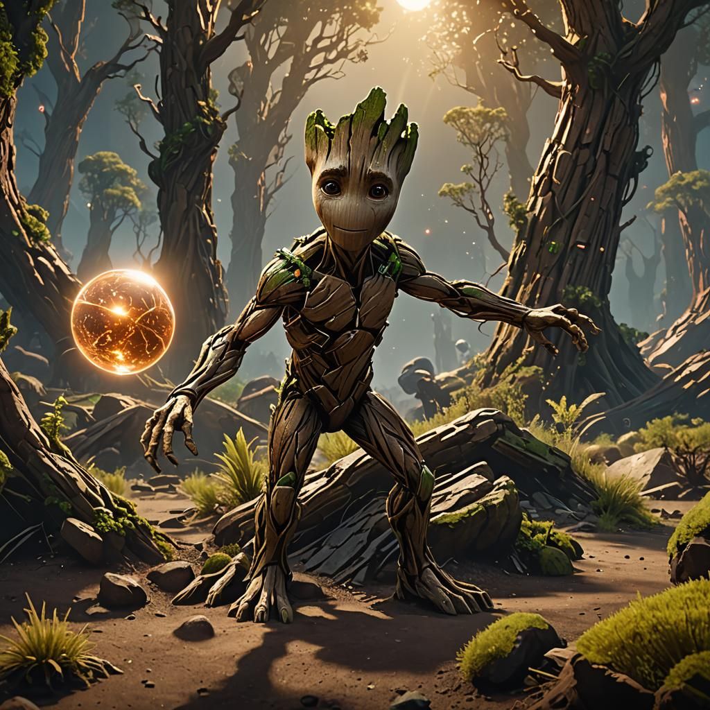 Groot and the orb