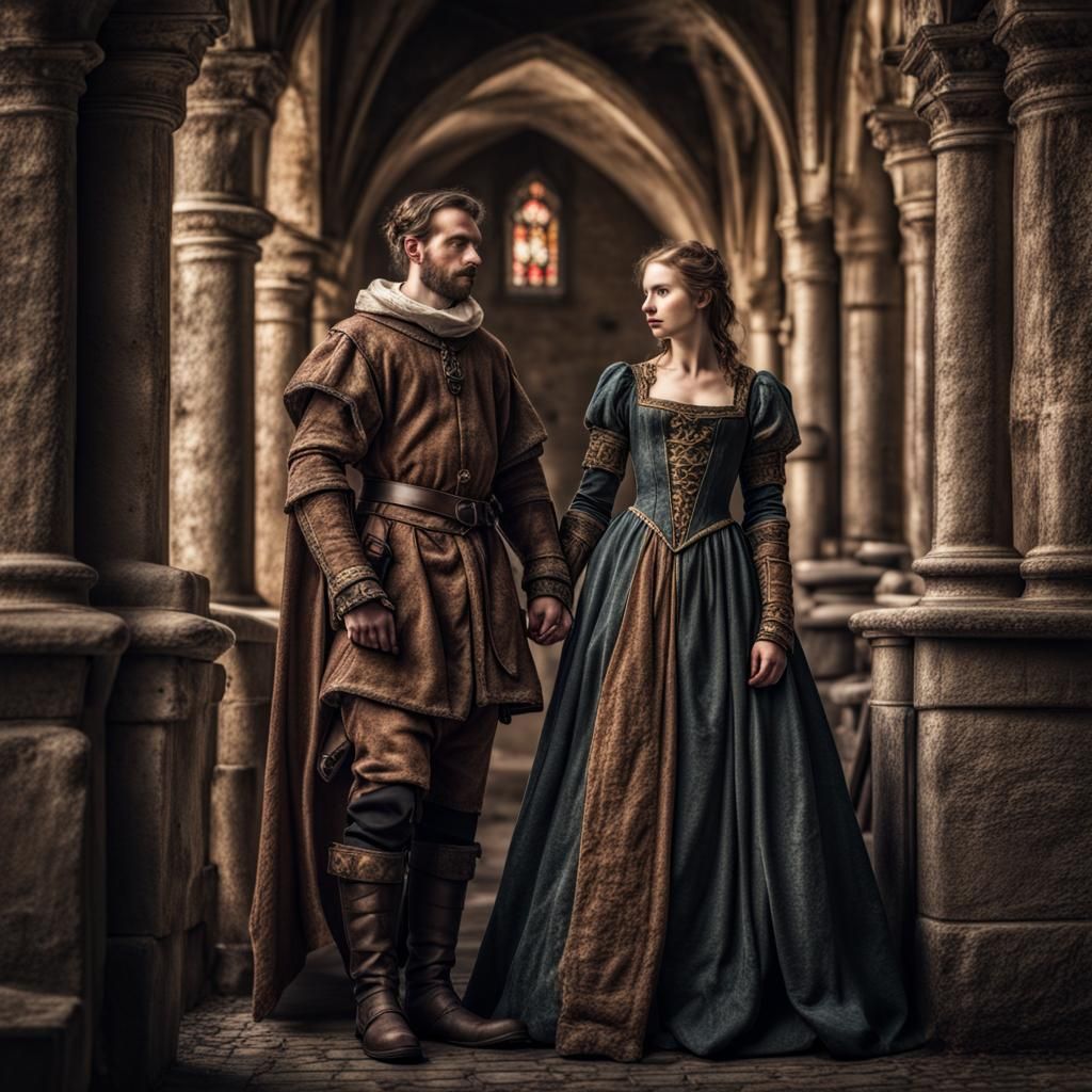 Hyperrealistic Medieval Couple in Cinematic Scene