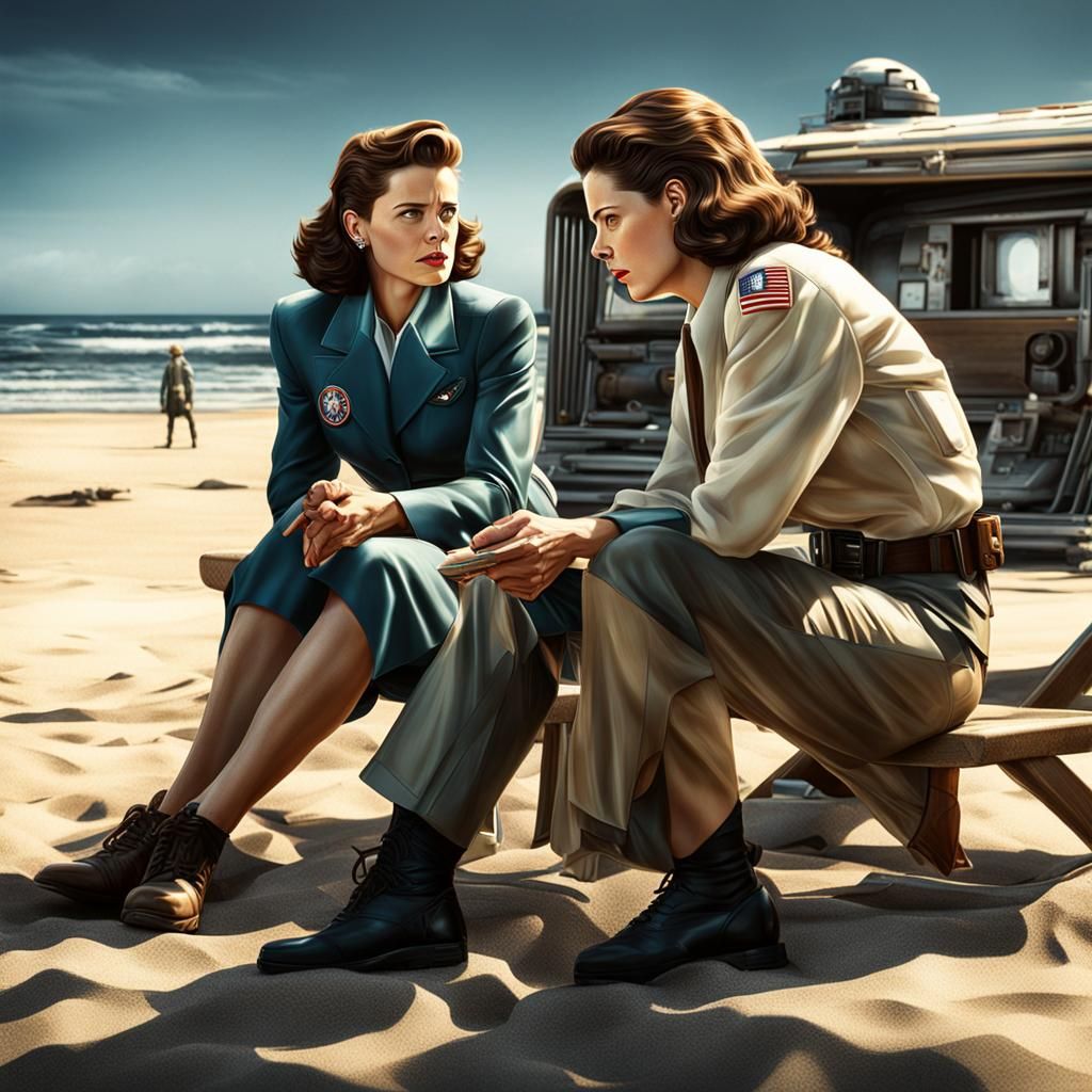 Peggy Carter and Ellen Ripley on Futuristic Beach