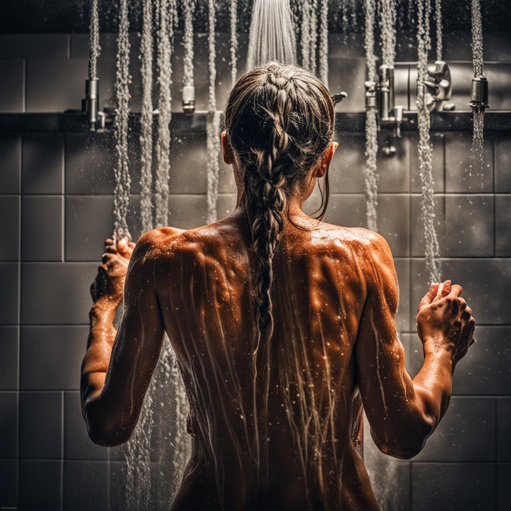 Hyperrealistic Shower Scene with Soap Details