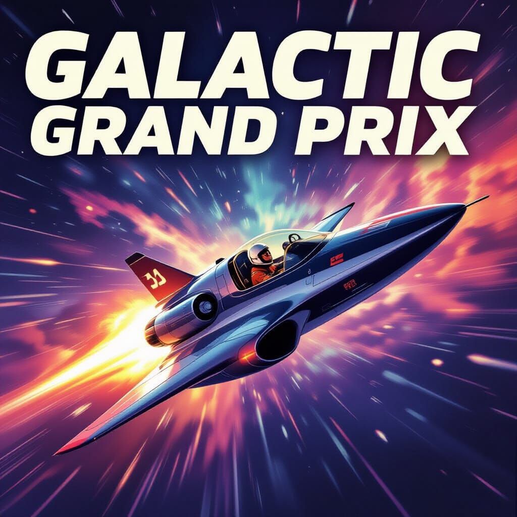 Retro-Futuristic Spaceship in Nebula - Galactic Grand Prix P...