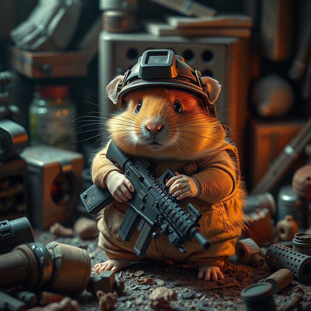 Hamster Soldier Guards Miniature Dystopia in Hyperrealistic ...