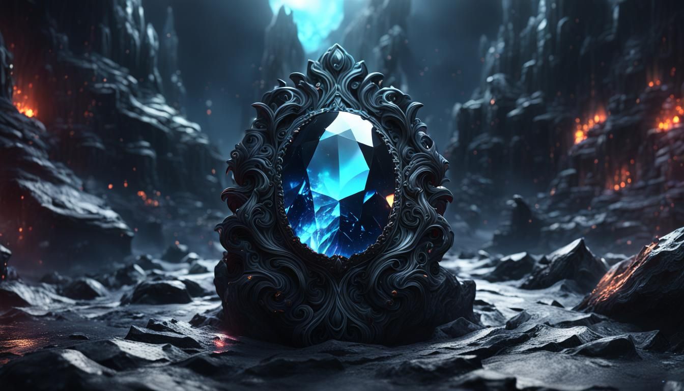 Black Gem with Dark Aura: Fantasy Concept Art