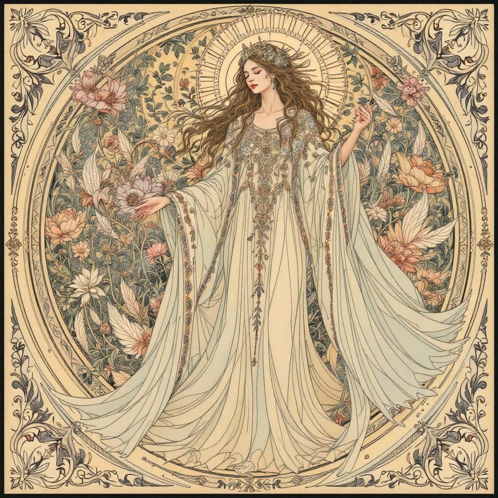 Art Nouveau Archangel Jophiel in Pastel Colors