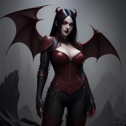 Detailed Vampire Character in Leather Outfit