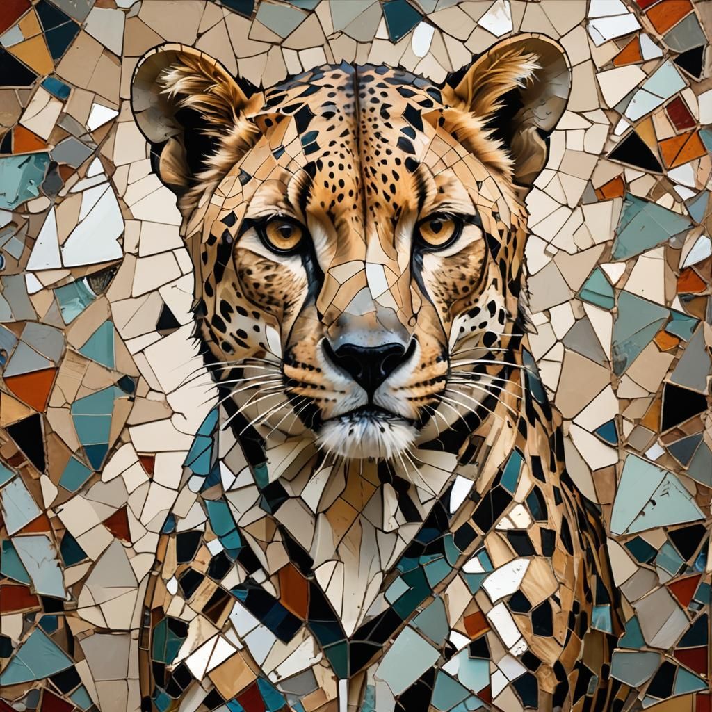 Cubist Cheetah: Fragmented Form in Geometric Plains