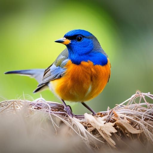 Robin on Nest: Hyperdetailed Steampunk Fantasy Art