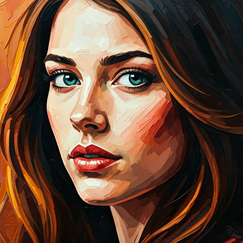 Textured Oil Portrait of a Woman in Neo-Impressionist Style