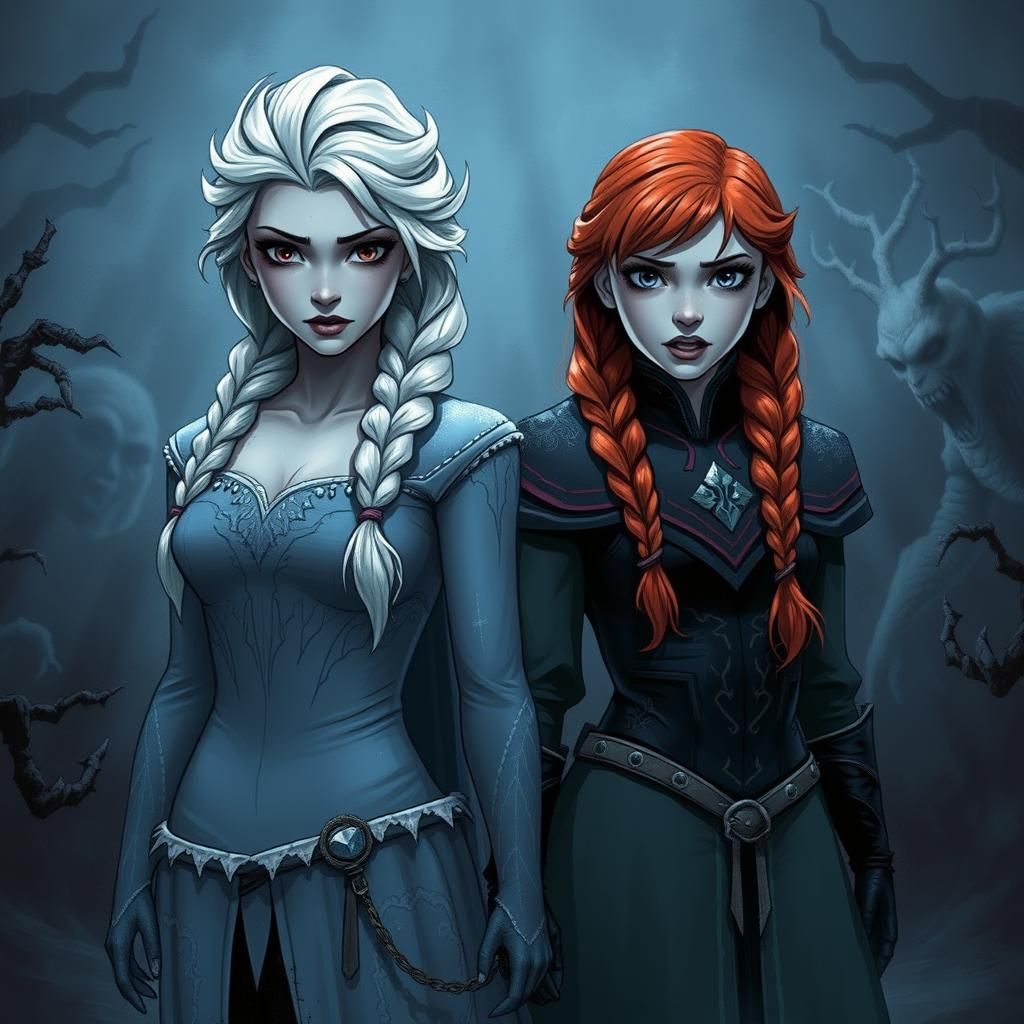 Elsa and Anna: Dark, Creepy Horror Art
