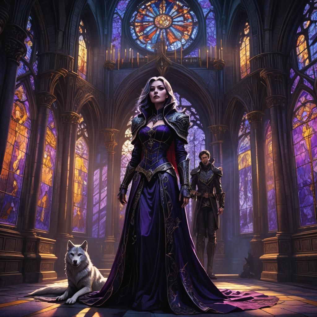 Vampire Queen and King in Gothic Castle Art
