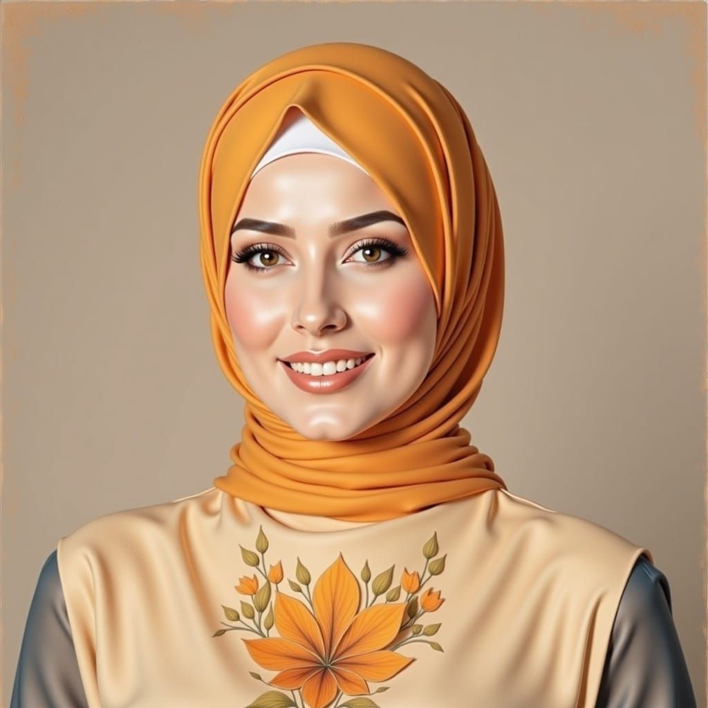 A Beautiful Hijabi Woman in Elegant Hijab Attire