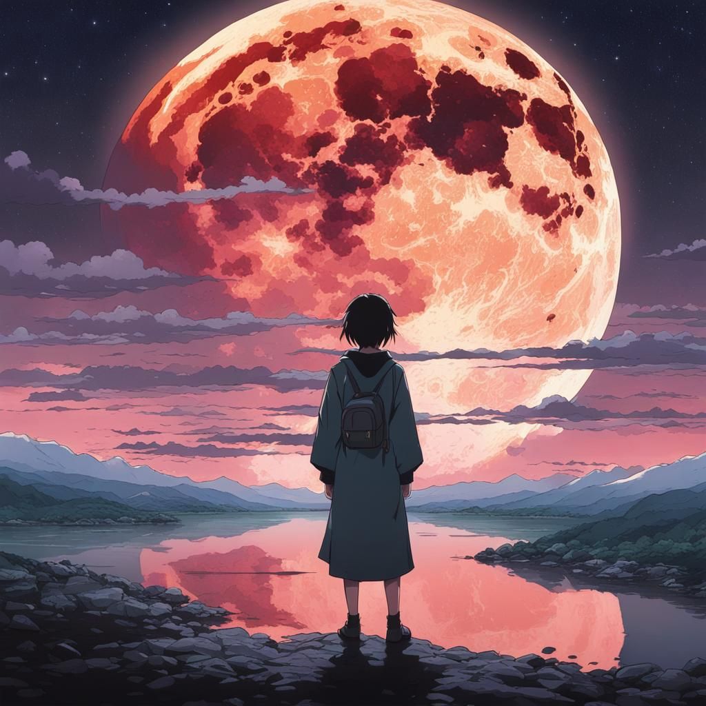 Colorful Anime Void Moon Reflects Global Illusion