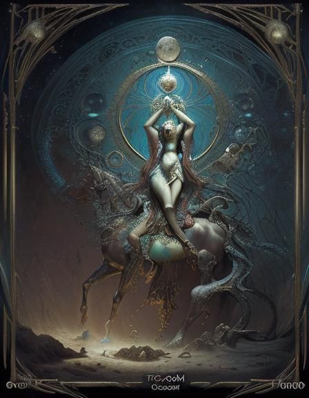 Surreal Moon Tarot Card in Magical Realism