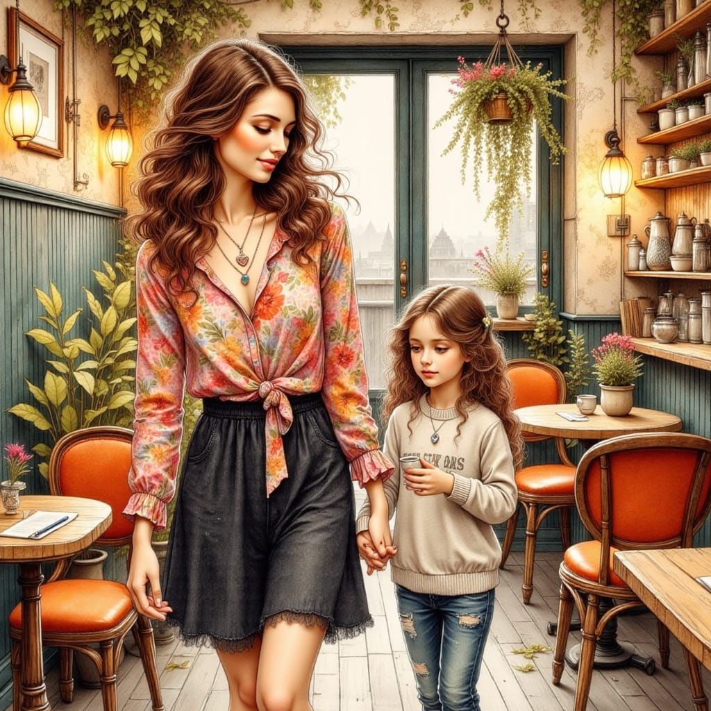 Whimsical Portrait of a Young Girl and Her Neighbor