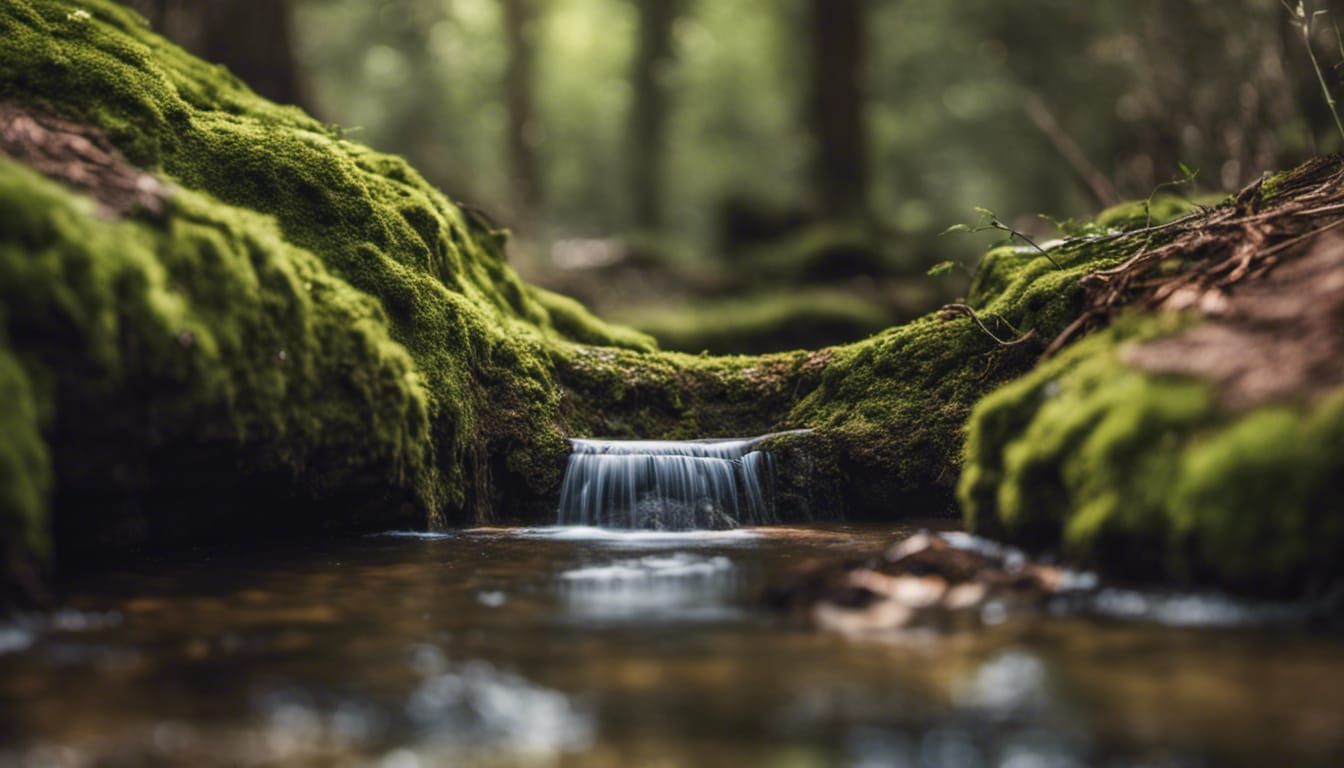 Wormhole Appears by Forest Stream: Professional Photography