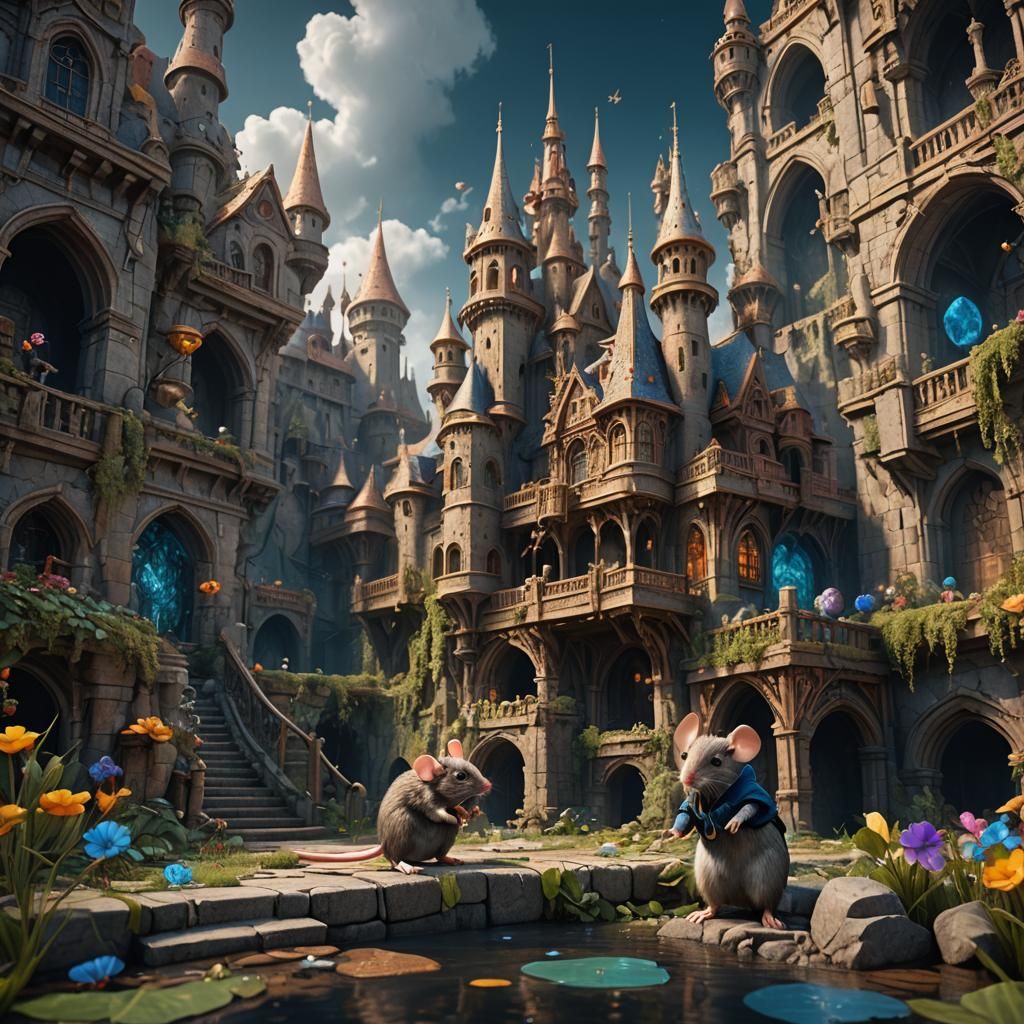 Fantastical Mouse in Detailed Matte Painting