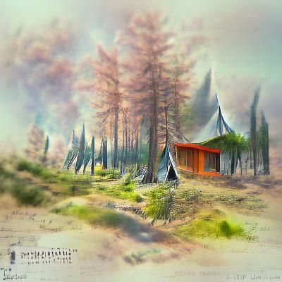 Simorg Phoenix in Cypress Forest: Digital Art