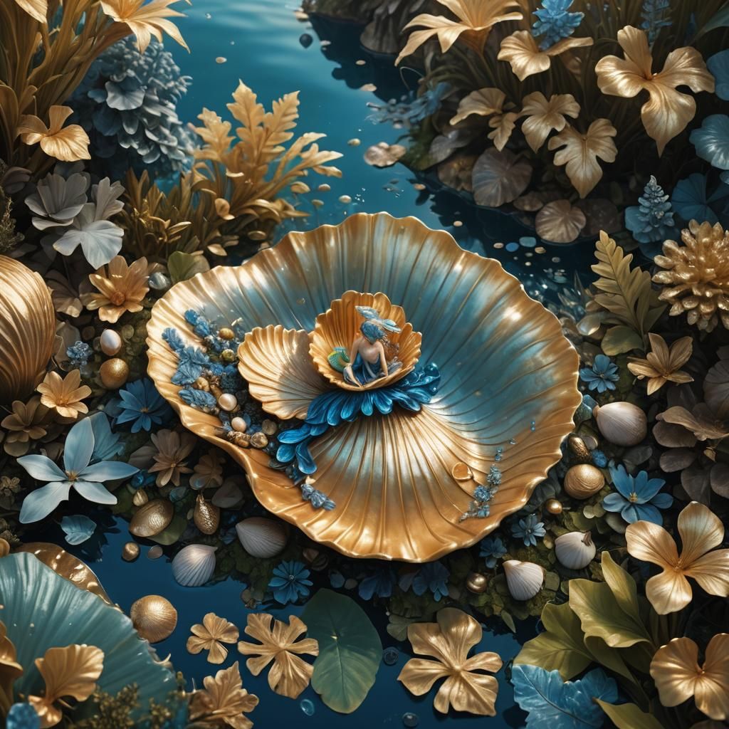 Baroque Water Fairy in Golden Light