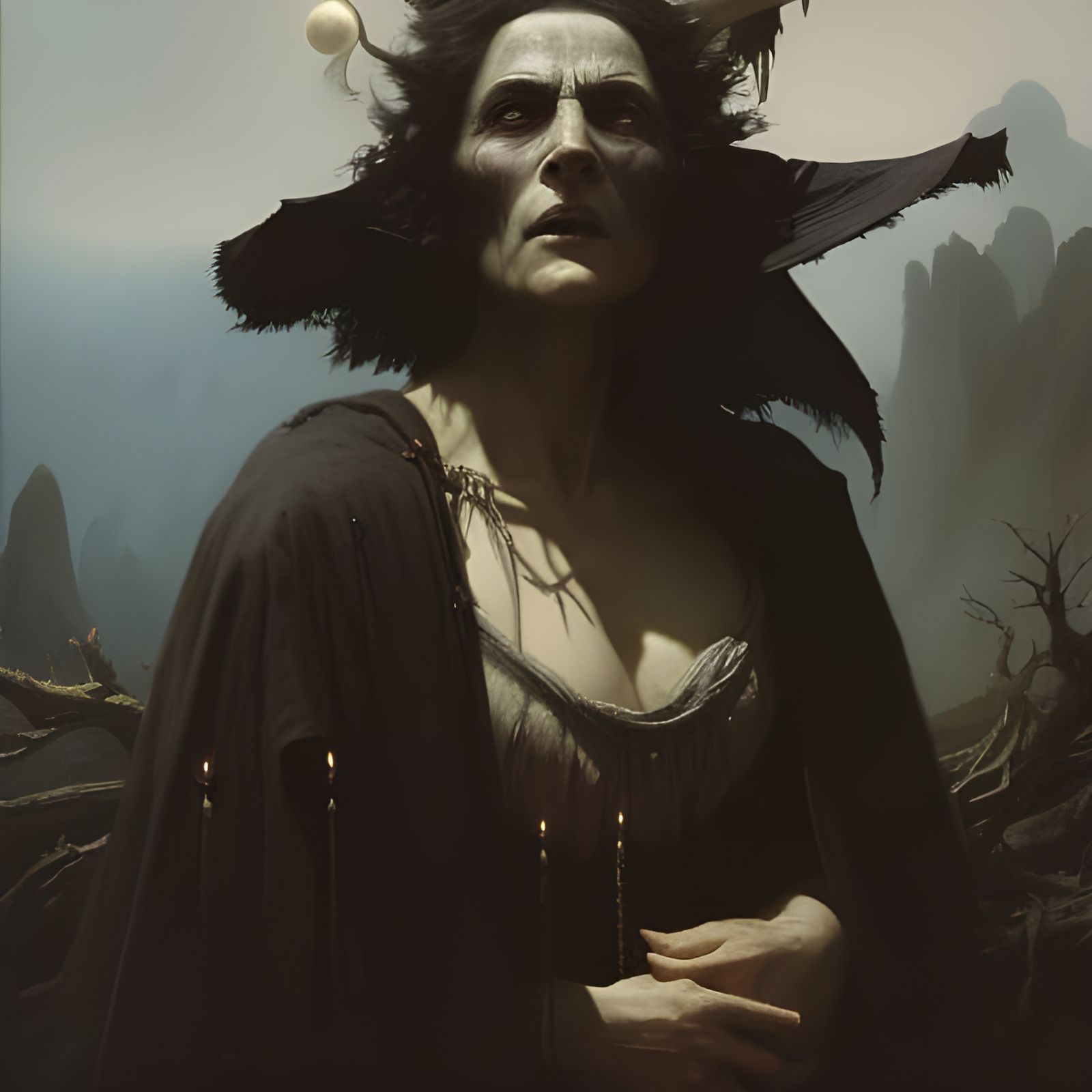 Detailed Portrait of a Mountain Witch Hag
