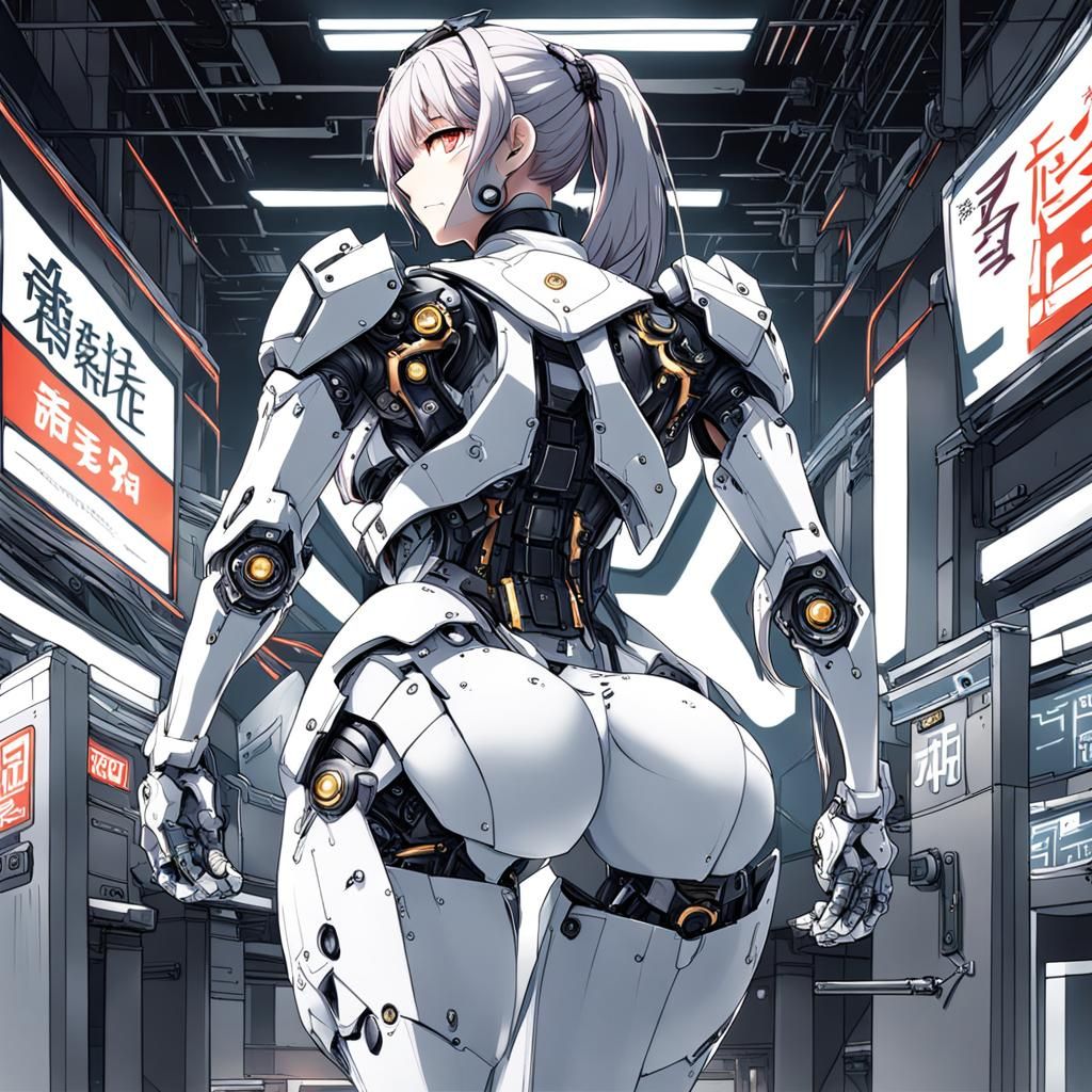 Full Body Cyborg Girl in Anime Style