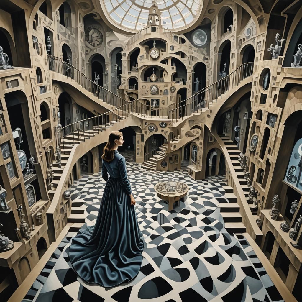 Surreal Staircase with Impossible Geometry, Dreamlike Illusi...