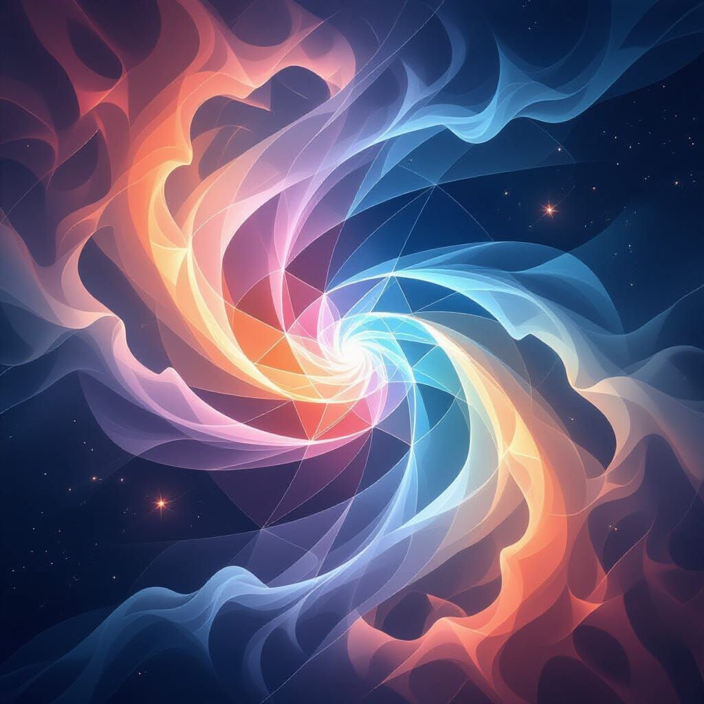 Creative Mind's Luminous Pathways in Ethereal Void