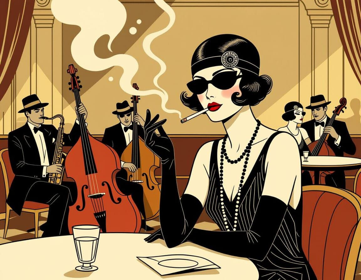 Flapper Girl in Jazz Club, Pop Art Style