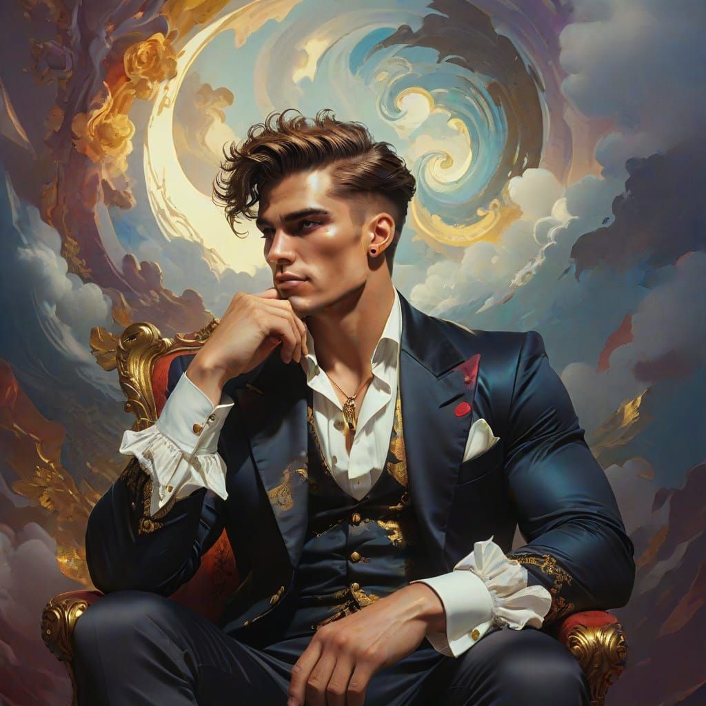 Surreal Muscled Man in Flemish Baroque Style