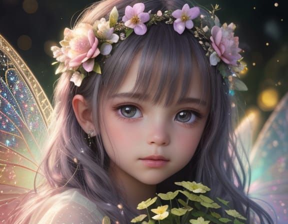 Magical Fairy Garden Concept Art in Grunge Oil Painting Styl...