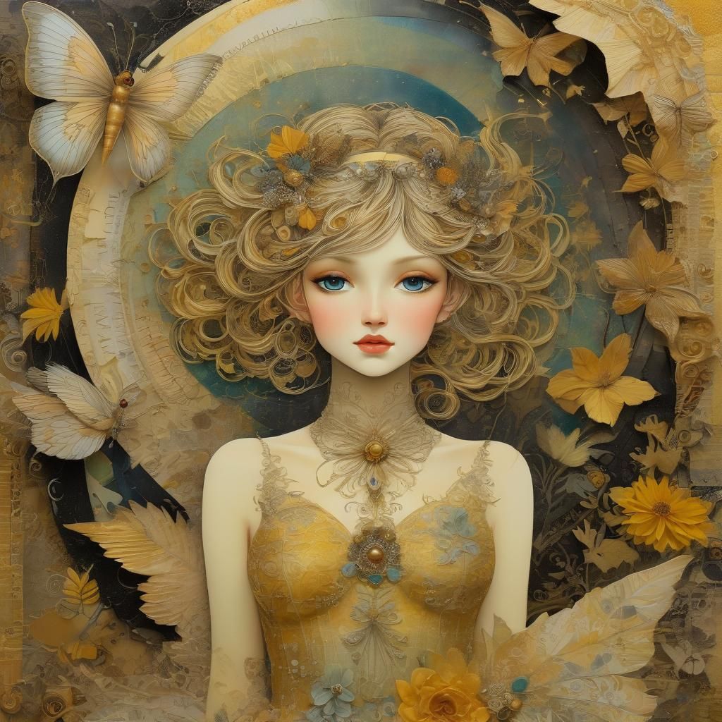 Whimsical Fairy Tale Dixit Card Illustration in Mixed Media