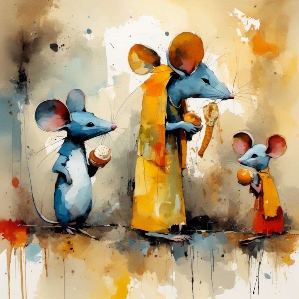 Abstract Food Relief for Anthropomorphic Mice