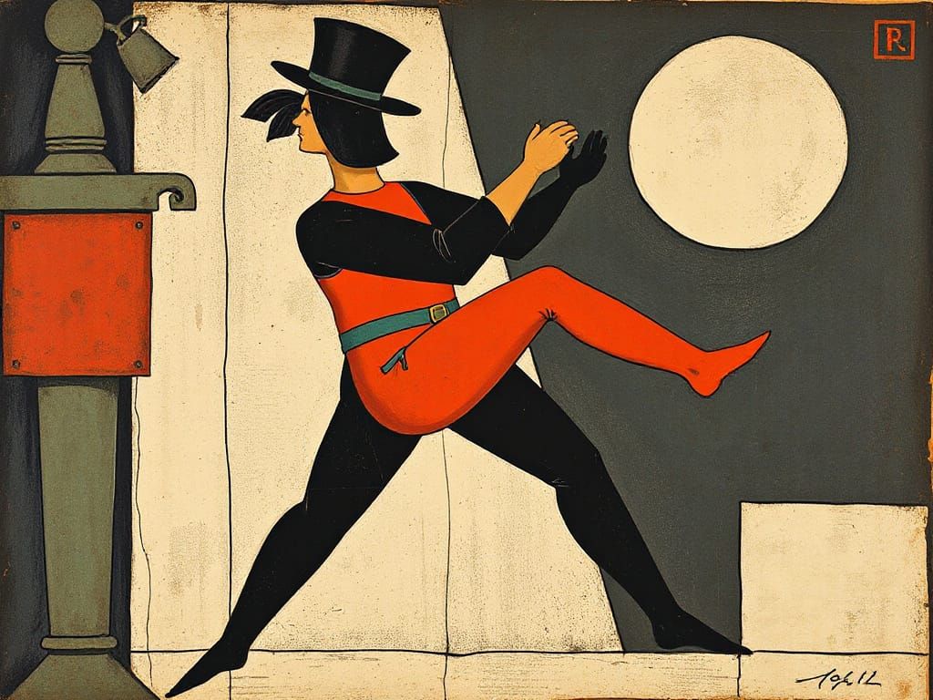 Futuristic Dancer in Vibrant Cubist Style