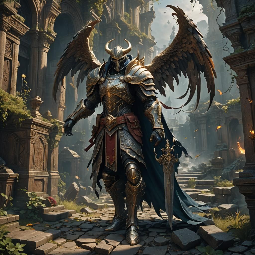 Angelic Guide Through Adversity: Fantasy Concept Art