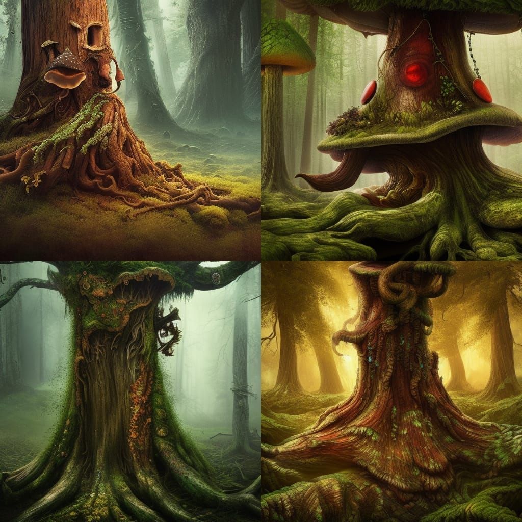 Fantasy Mushroom Tree Stump: Digital Matte Painting