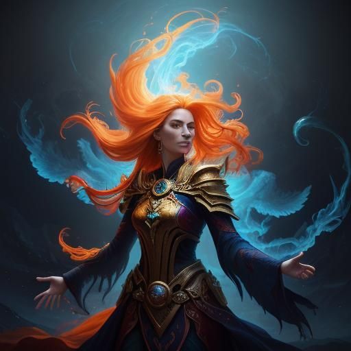 Mystical Blonde Tarot Reader in Phoenix Flames